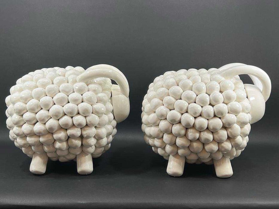 Par ovelhas em Faiança vidrada d Manufatura DI BASSANO  Séc.XXI Itália