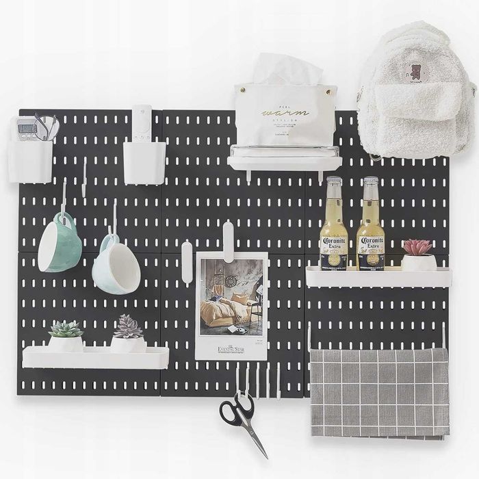 Organizer ścienny do kuchni  Pegboard JoyBHole  zestaw czarny 6 paneli NOWY
