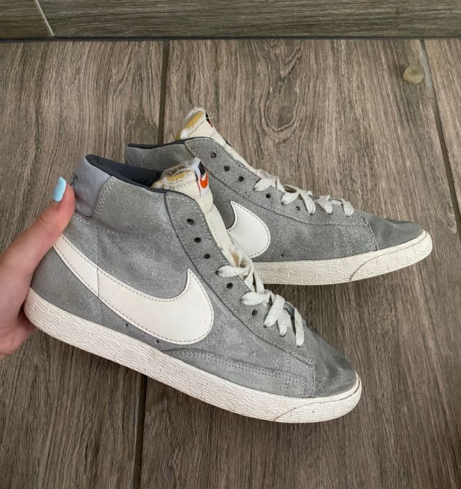 Buty NIKE Blazer za kostkę szare zamszowe