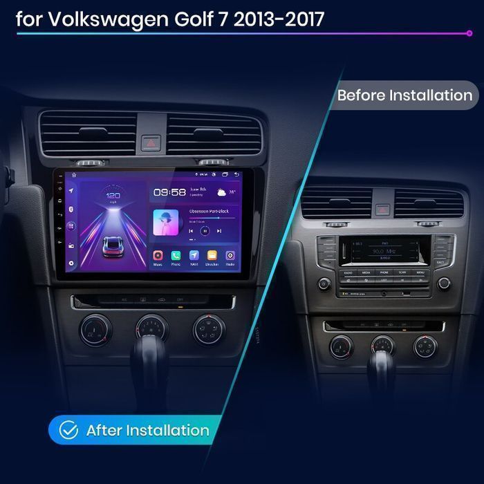 VW Golf 7 – Radio Android 15 9" CarPlay Android Auto 2GB/32GB GPS Nawigacja Stacja Multimedialna WiFi Bluetooth DSP PL