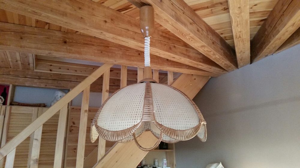 Żyrandol eko - drewno, len, wiklina!