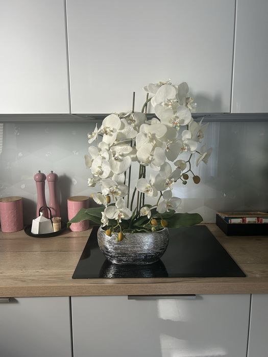 Piwknu storczyk sztuczny bialy kremowy 65 cm duży