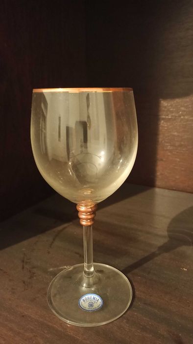 Copos cristal Bohemia-coleção OLIVIA, frisos a ouro, tudo como novo