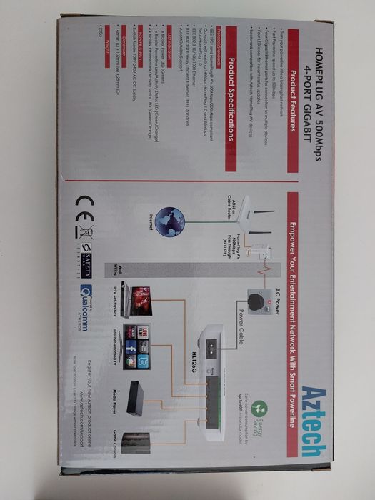Powerline Solwise Aztech AV500 4-Port Gigabit Switch64283856999299123
