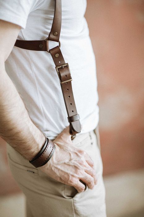 Чоловічі шкіряні підтяжки. Стильні чоловічі підтяжки. Підтяжки.
