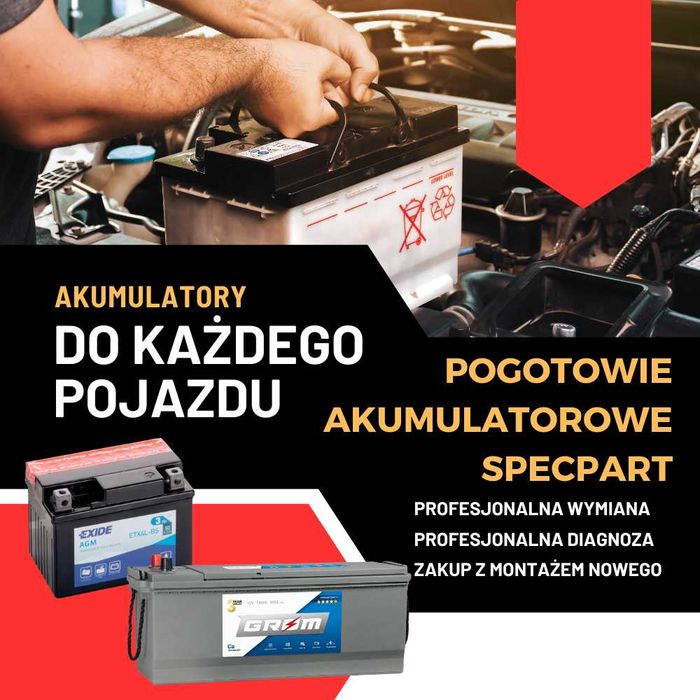 DARMOWY DOJAZD Specpart Akumulatory Pogotowie Akumulatorowe Serwis Montaż Wymiana
