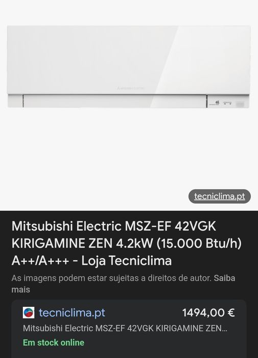 Ar condicionado Mitsubishi Eletric kirigamine 42