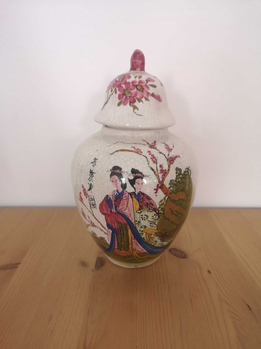 Jarrão / pote cerâmico pintado à mão