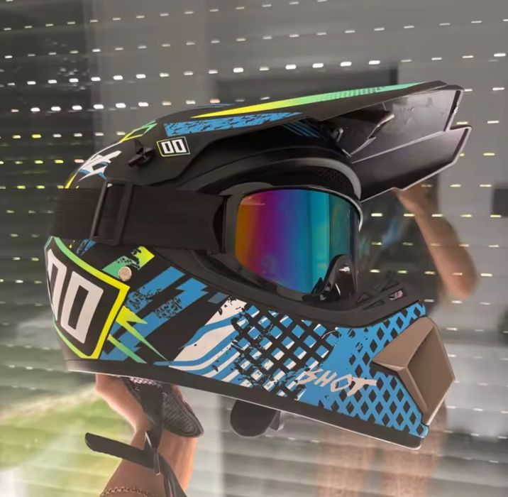 Kask fullface pełny Hulajnoga rower gogle S M L XL Wysyłka Pobranie