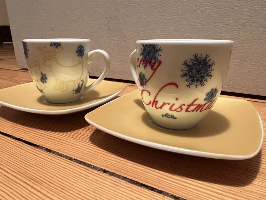 Zestaw dwóch filiżanek do espresso ze spodeczkami finecasa