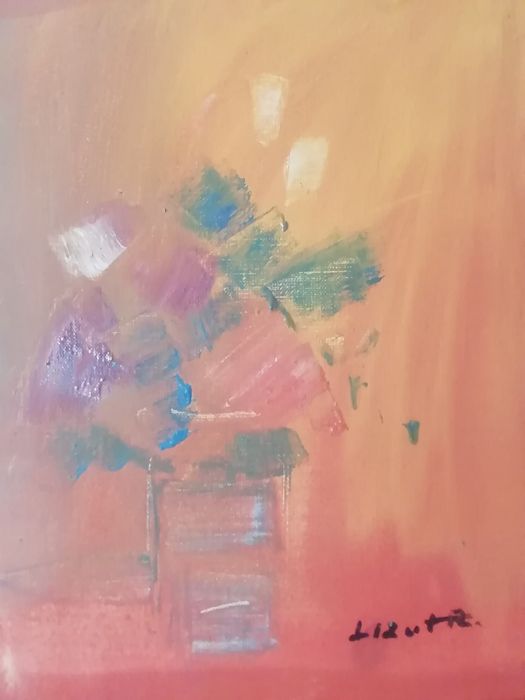 Obraz kwiaty płótno olej sygn. Lizut R. , ostatnie prace