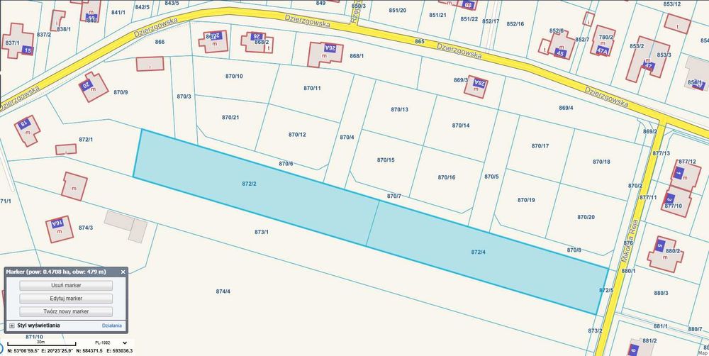 Działka inwestycyjna 2300-4700 m2 => Centrum 1 km <=