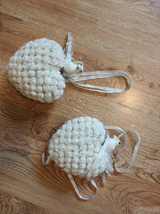 Serca białe z gołębiami na wesele