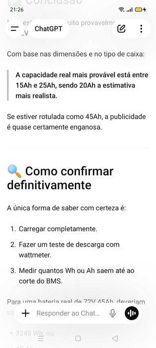 Bateria lítio 189€. Oportunidades