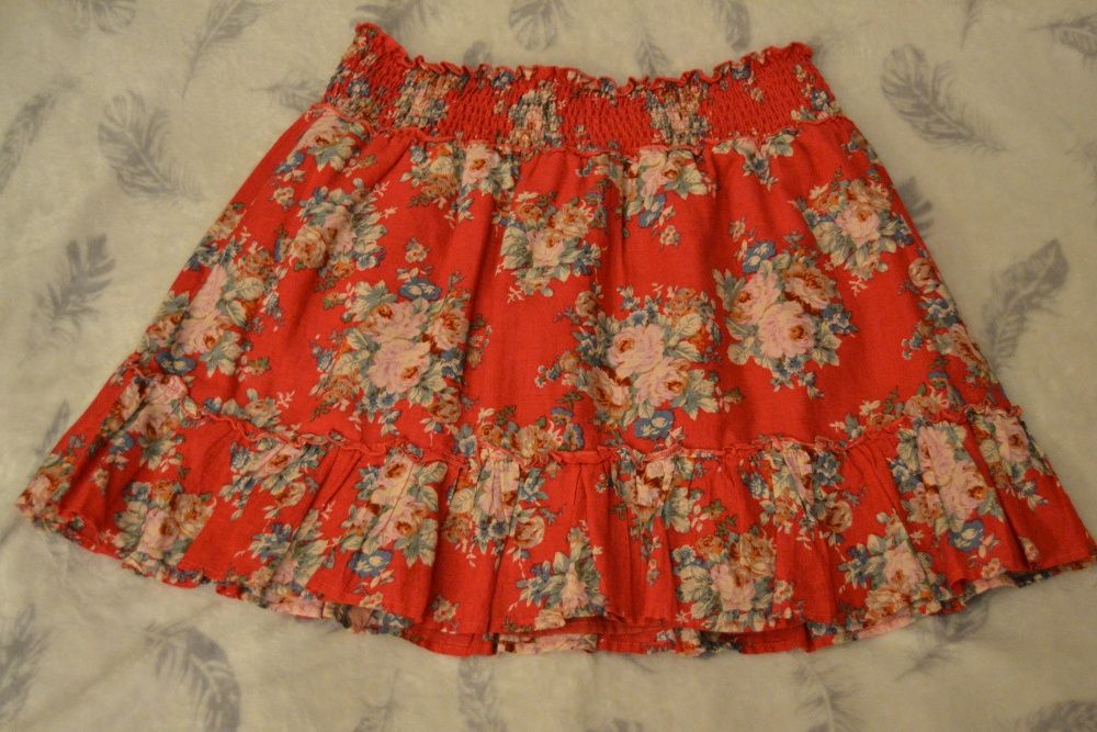 Spódnica Dorothy Perkins 10 38 kwiaty róże czerwon vintage shabby chic