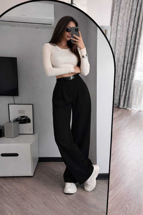 Жіночі класичні брюки палаццо прямі штани костюмні