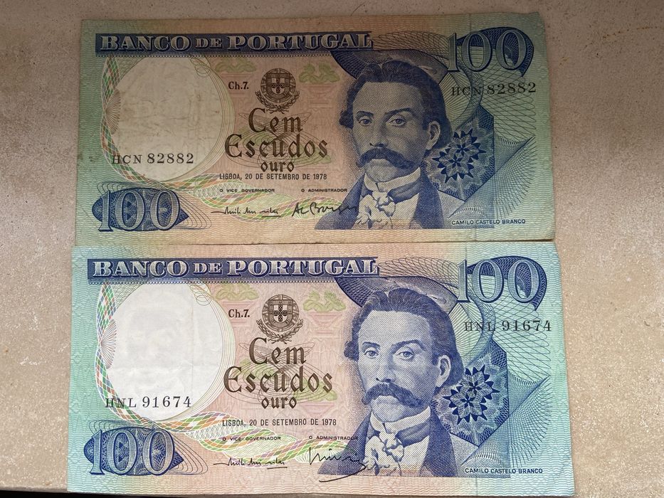 2 Notas 100 Escudos 1978