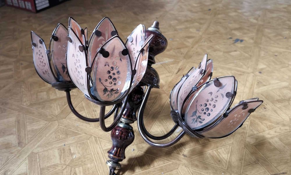 Lampa sufitowa wisząca - brązowe kwiaty