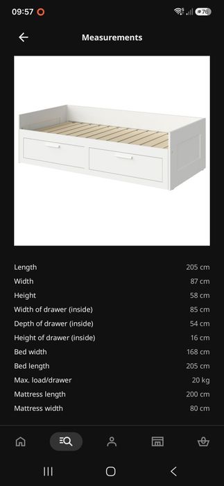 Cama Ikea BRIMNES 2 gavetas com 2 colchões
