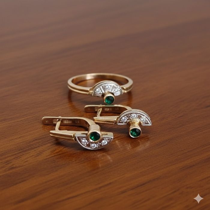 Золотые серьги с сапфиром 585 проба