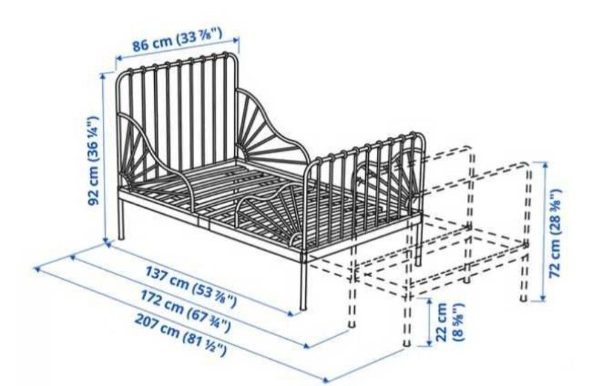 Cama de ferro de cor branca de  criança -  Ikea