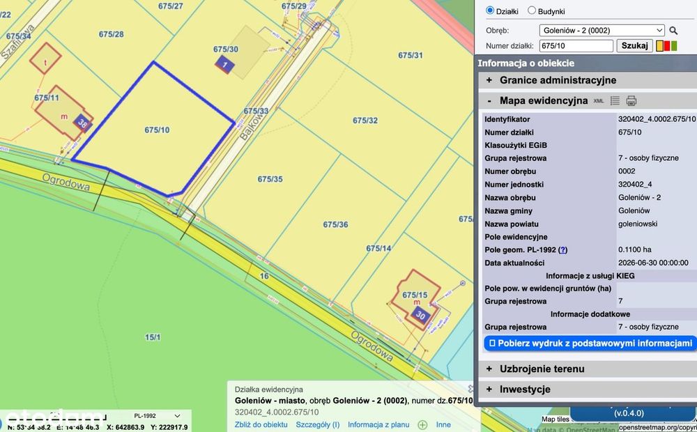 Działka w Goleniowie z WZ i infrastrukturą