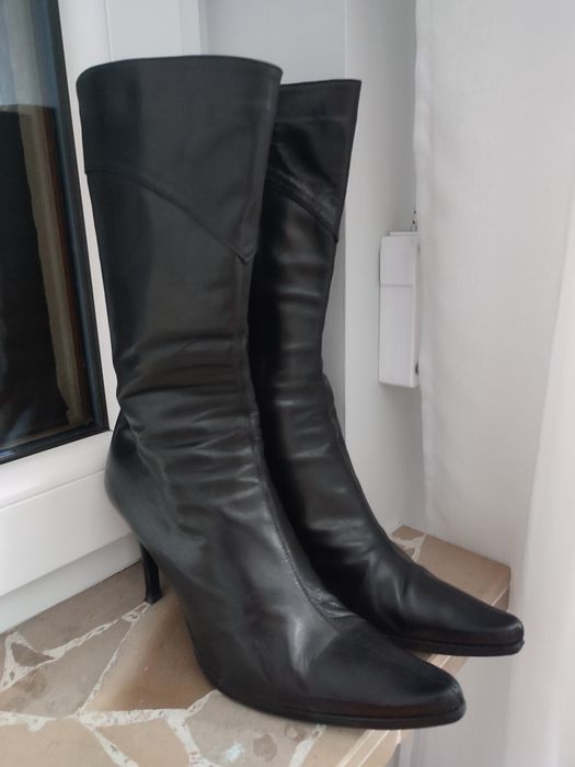 Botki skórzane brązowe