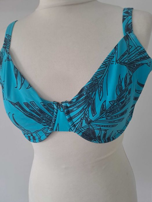 Góra od bikini niebieska w liście 44(85C)