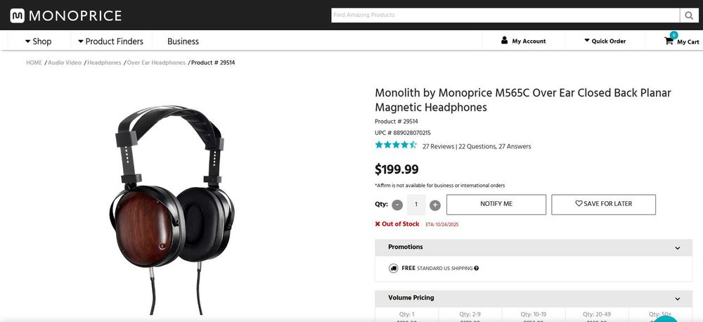 Monolith M565C закриті з кейсом та кабелем, робоче одне вухо, AS IS !