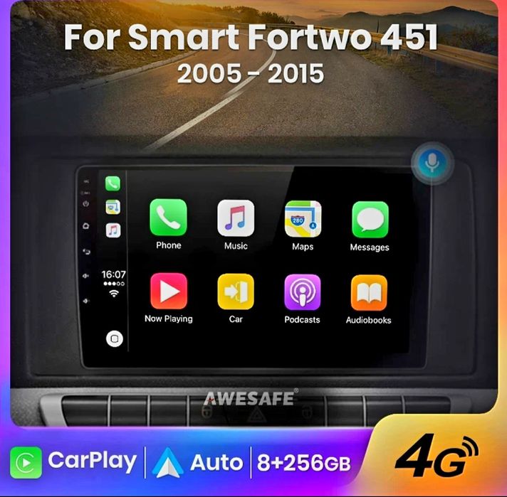 Rádio Android  1gb+16gb/32gb com GPS Smart Fortwo W451 (Artigo Novo)