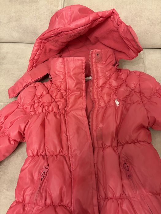 Puchowa kurtka zimowa Ralph Lauren – Rozmiar 4 (104) | Różowa / Koralowa