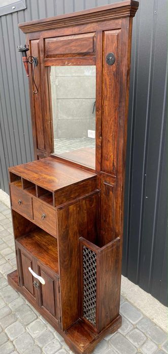 SupeMEGA wieszak drewniany z lustrem i uchwytem na parasolki.Transport