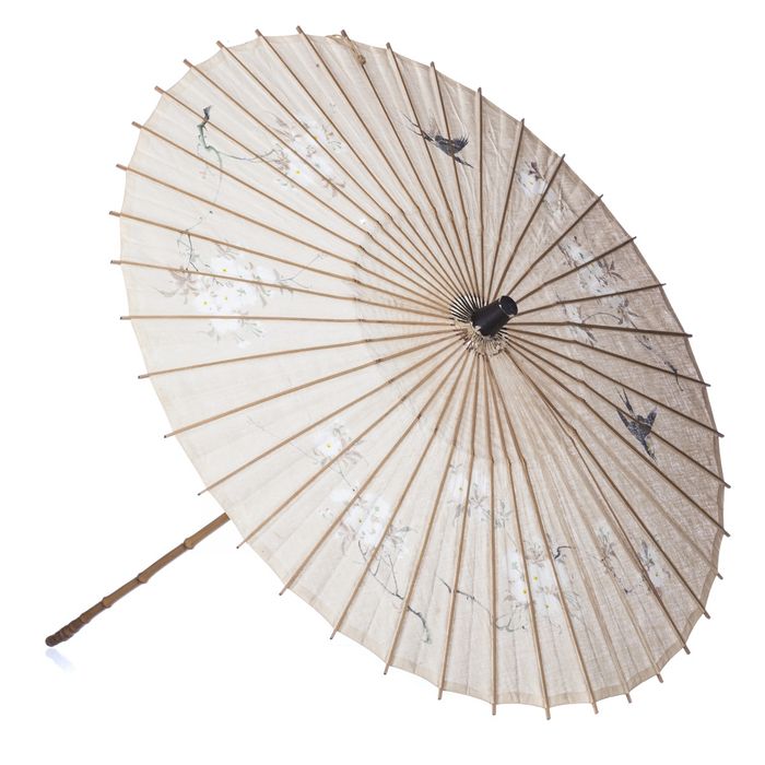 Sombrinha japonesa em seda bordada