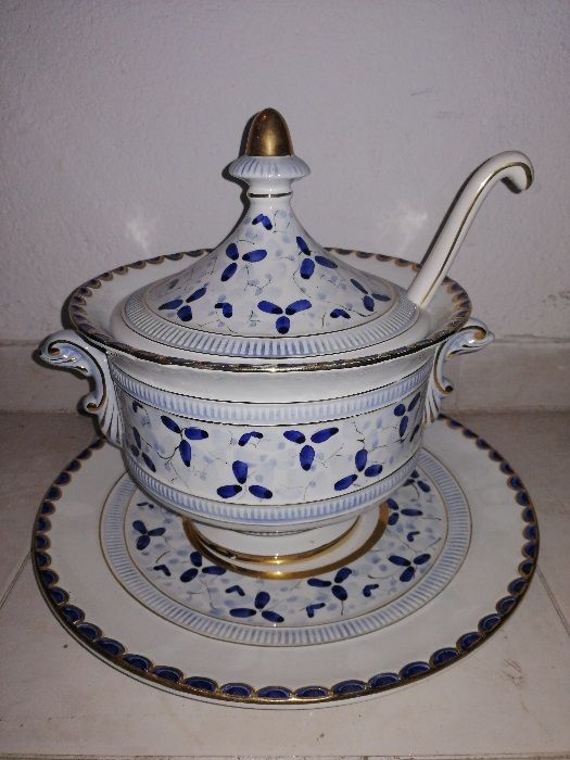 Terrina, Plate and Spoon by Olaria de Alcobaça – Numbered