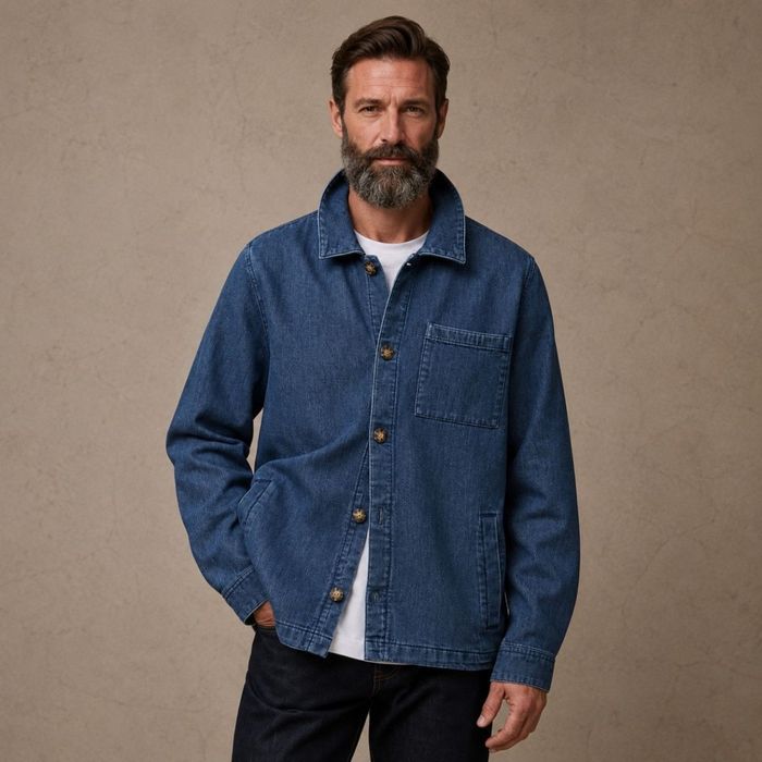 Barbour xl овершот куртка-рубкаша (вильветово)-джинсовая синяя