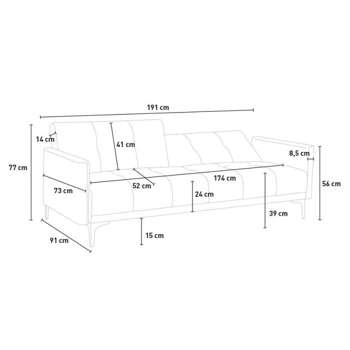 Sofa cama cinza 1.90m