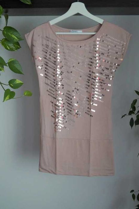 Jung stil - bluzka koszulka t-shirttunika blady brudny róż - S 36