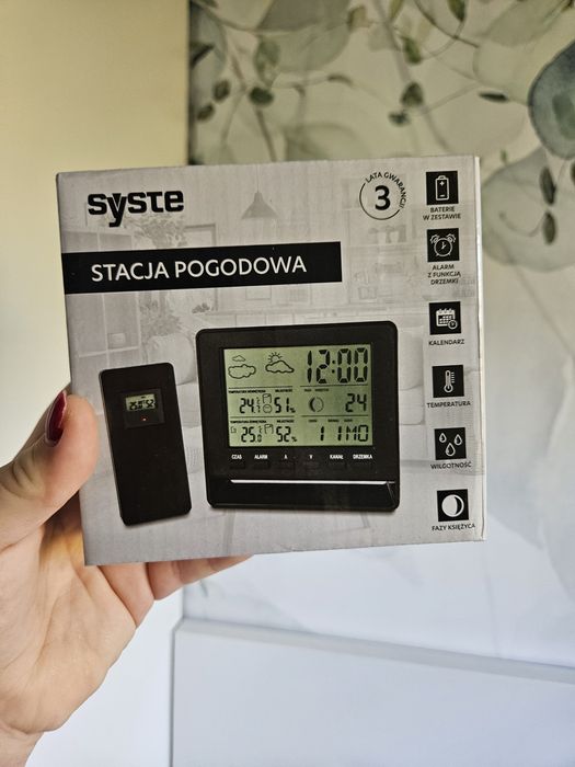 Czarna stacja pogodowa elektroniczny termometr