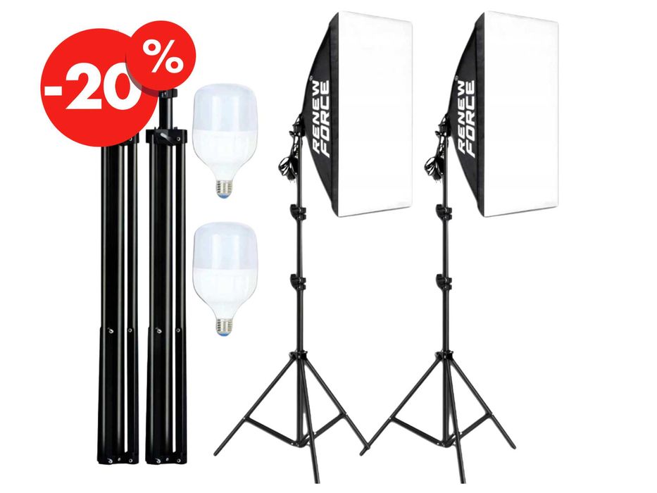 2x LAMPY STUDYJNE Softbox Fotograficzne 50x70 Lampa Do Zdjęć | -20%