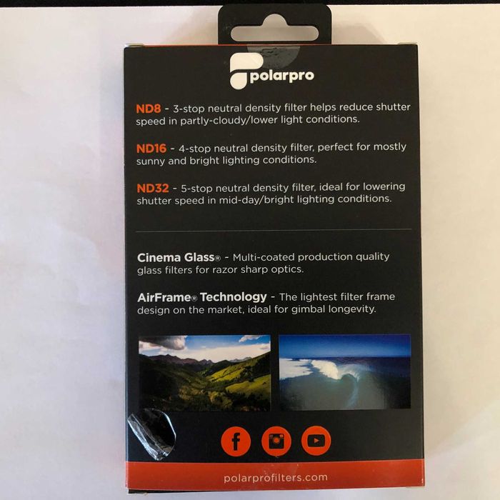 PolarPro Cinema Shutter Series, ND8, ND16, ND32 Filter for DJI Mavic Pro64741154434433121