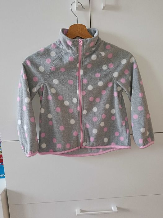 bluza polarowa polar dla dziewczynki różowe kropki suwak 122 128 h&m