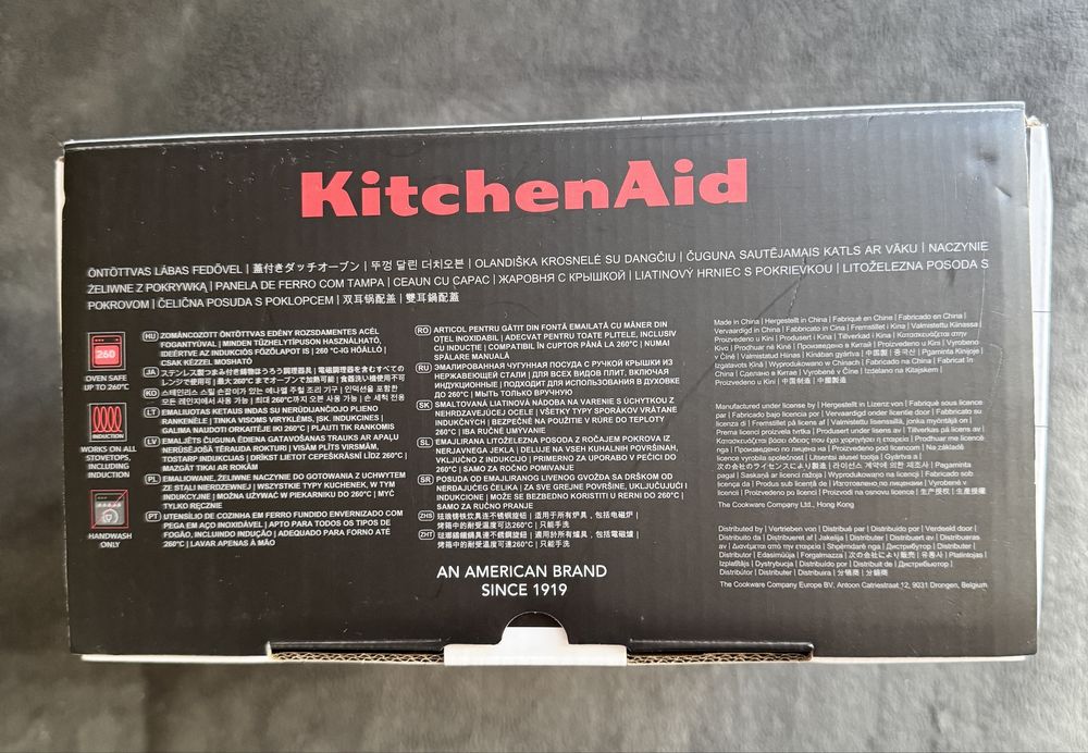 Kitchen Aid, garnek żeliwny, czarny. Nowy.