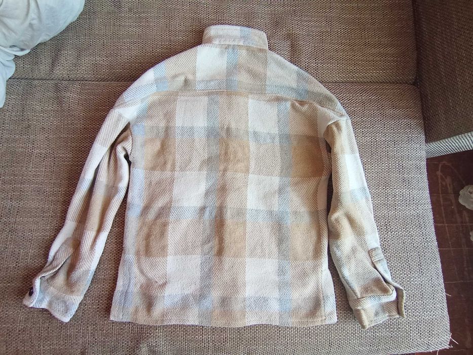 Тепла куртка-сорочка в клітинку Staff (Oversize) S бежева