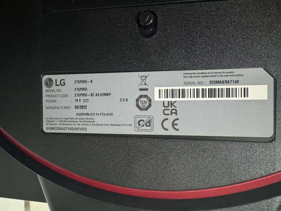 Monitor Gaming LG 27GP850-B