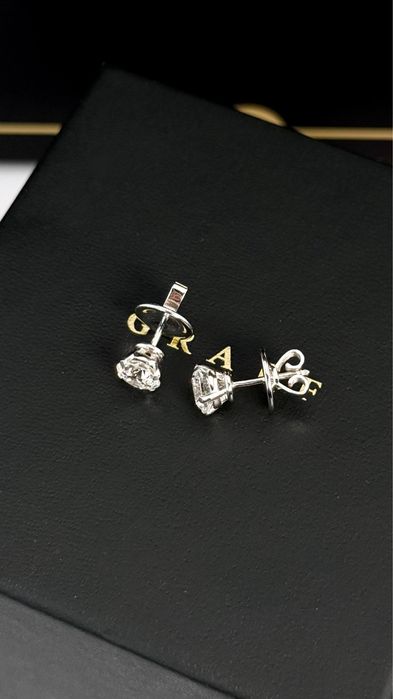 Сережки пусети з діамантами 2.00ct  Біле золото