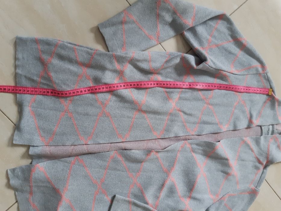 Kardigan sweter narzutka szary wzór Wero Moda L/XL