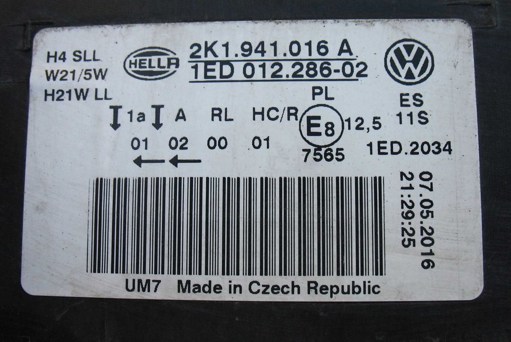 VW Caddy III lift lampa prawa przód 15-20r Oem EU