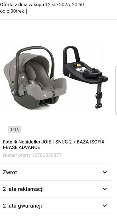 Fotelik + baza  Joie I snug 2