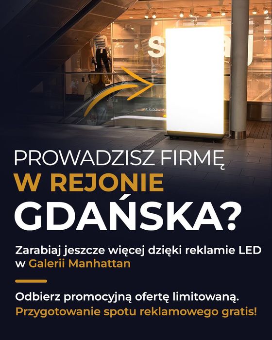 Reklama na Telebimie Ekran LED TRÓJMIASTO | PROJEKT GRATIS | Promocja -20