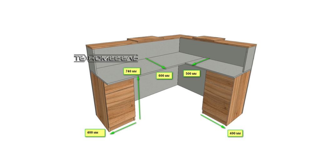Ресепшн ТЕХНОмебель угловой цвет серый-древесный